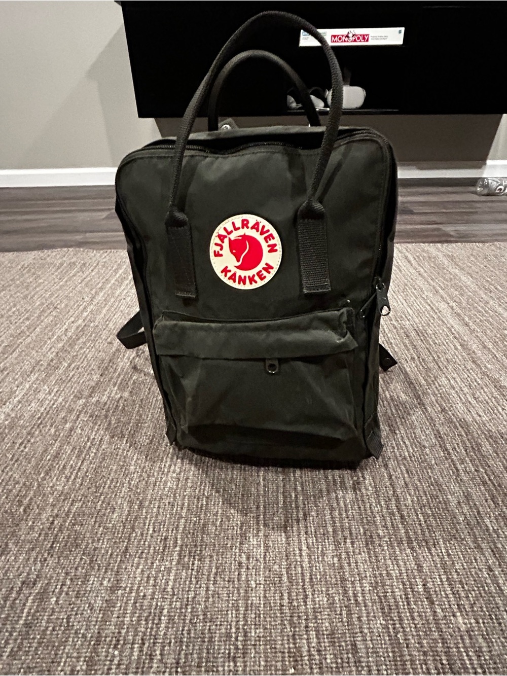 Fjallraven Kanken Backpack in Dark Green with Red Logo